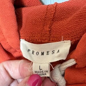 Promesa Vibrant Orange Mixed Media Oversized Hoodie with Kangaroo Pocket EUC Lg
